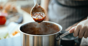 A saucepan full of sauce