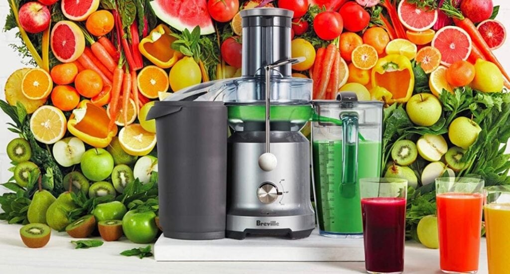 Breville Juicer with Fruits Background