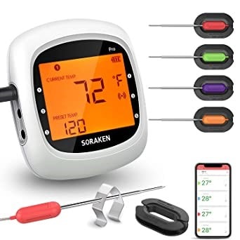 Soraken Wireless Meat Thermometer with 4 Probes Digital Grill Thermometer