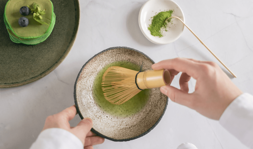 Whisking Matcha Powder