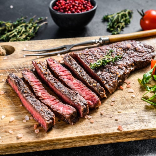 grilled steak on a cutting board